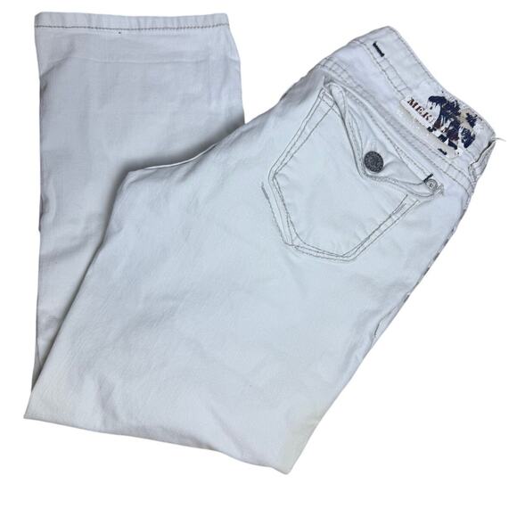 MEK DNM USA Y2K 2000's Denim Jaisalmer Capri Pants, White/Cream, Size 30 Waist - Picture 1 of 11